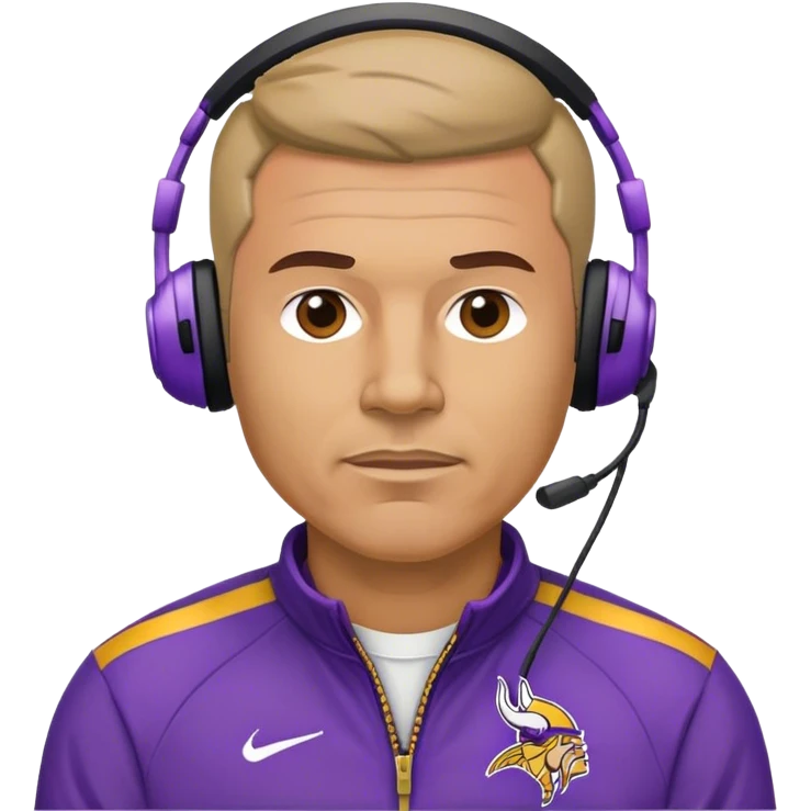 Football coach wearing a headset MINNESOTA VIKINGS PURPLE AND GOLD emoji