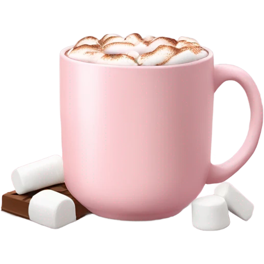 Light Pink mug of hot chocolate with marshmallows  emoji