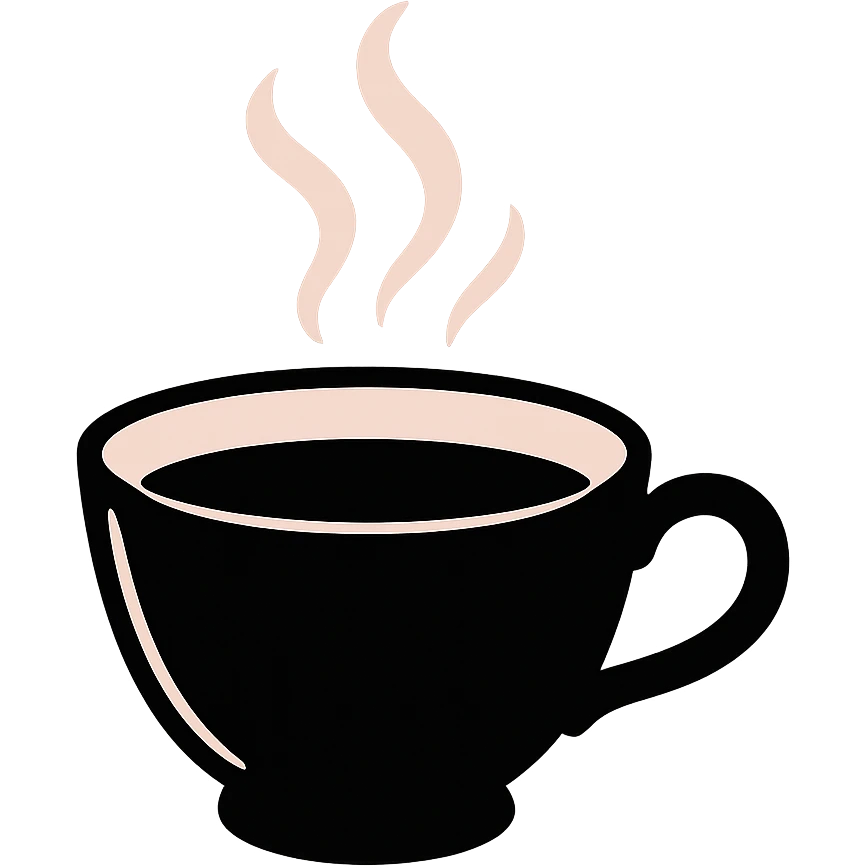 black and pink teacup with steam, no background emoji