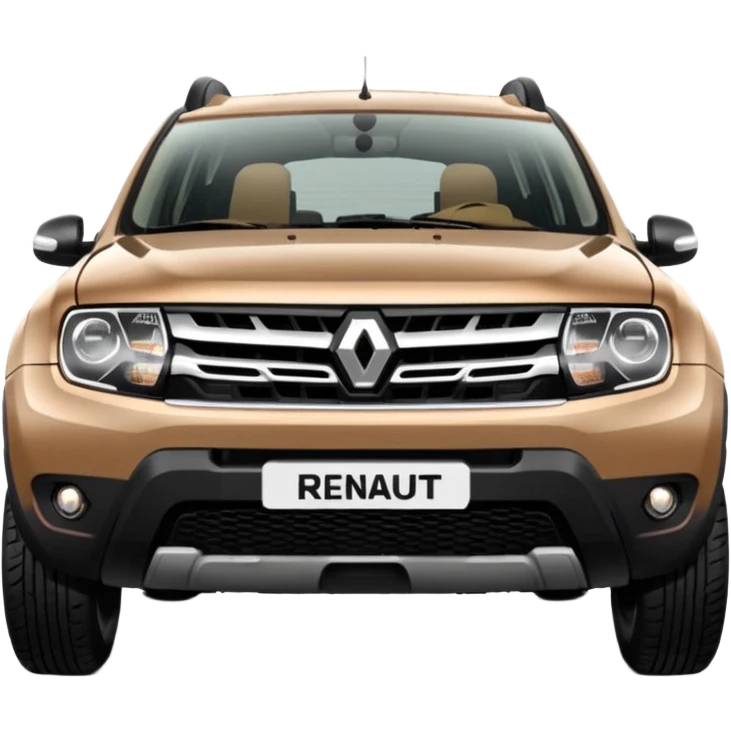 Front side of Renault Duster 2014. Beige colour  emoji