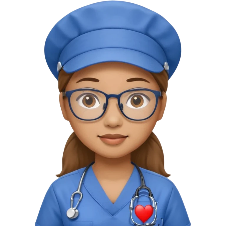 FILIPINA FEMALE NURSE WITH GLASSES, BLUE SCRUBS, AND CAP emoji