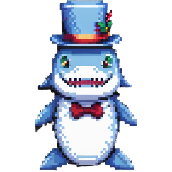 shark wearing a top hat emoji