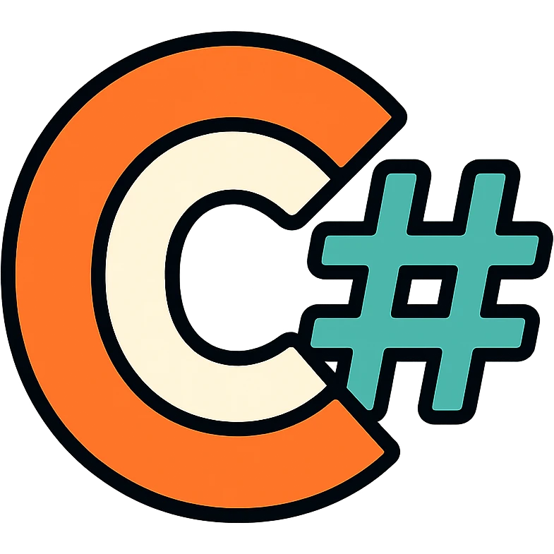 C# logo as color-outlined icon, modern and professional, C and # integrated creatively emoji