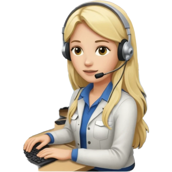 a blondie woman with long hair working with a computer laptop and a grains cargo vessel (boat) around emoji