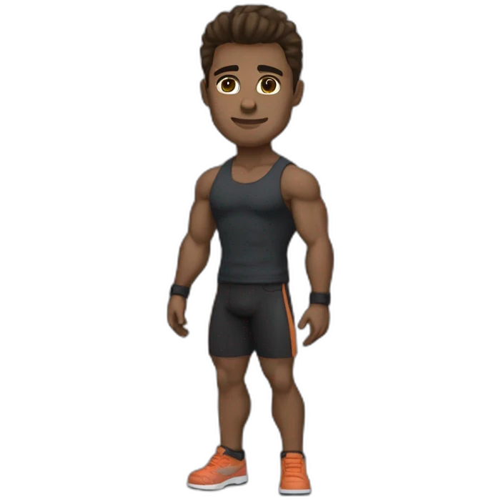 guy bodybuilder glasses jacket developper straight hair dark shor emoji