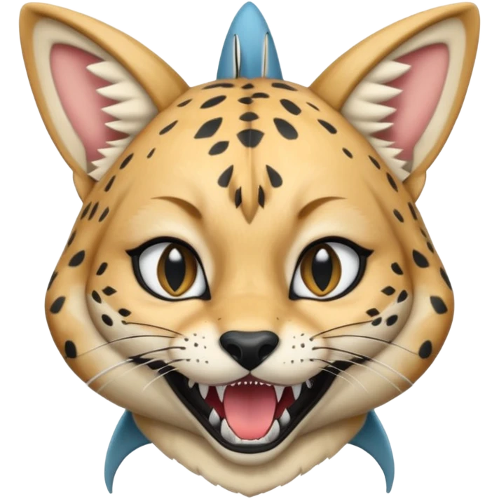 Wearing shark hood serval meme eye wink emoji
