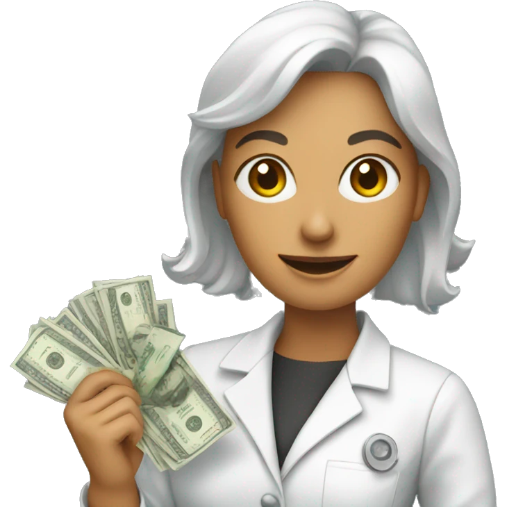 female scientist holding money emoji