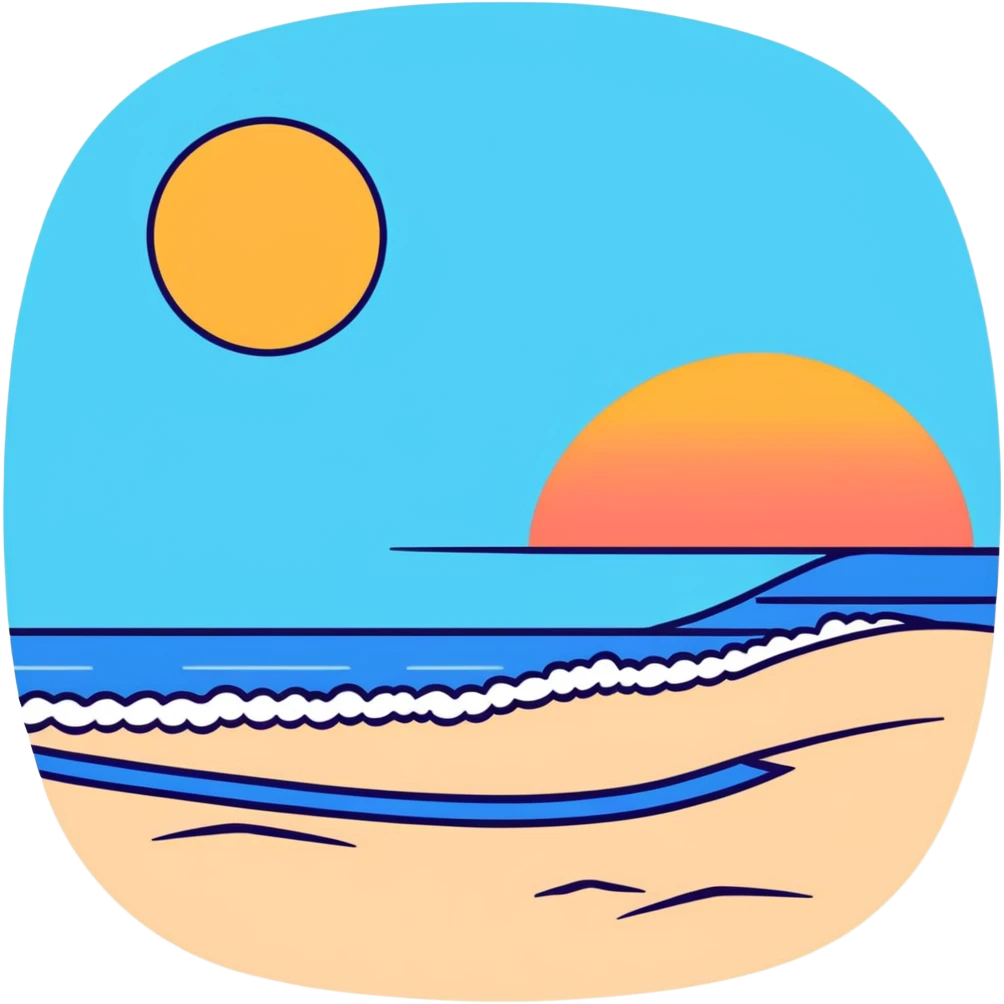 a sunset on the beach with someone standing in front  emoji