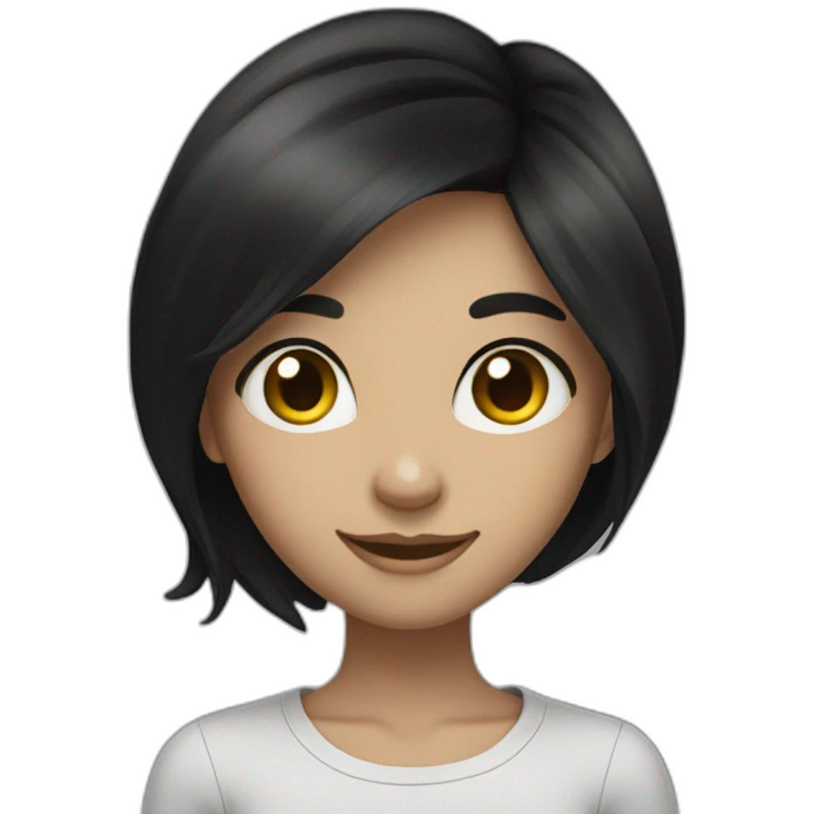 Big dark eyes girl long black hair smiling emoji