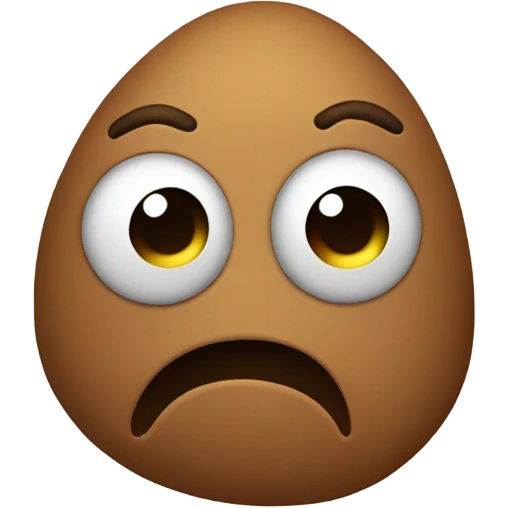 Poopie with a sad face emoji