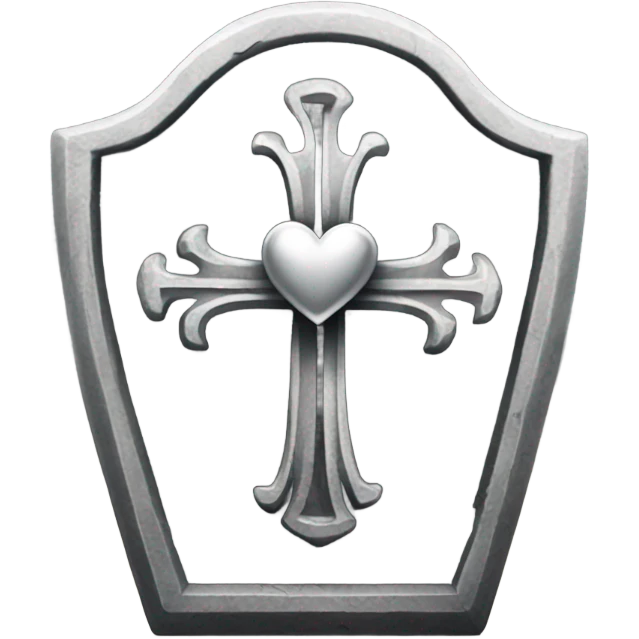 a black tombstone in silver RIP and a silver heart emoji