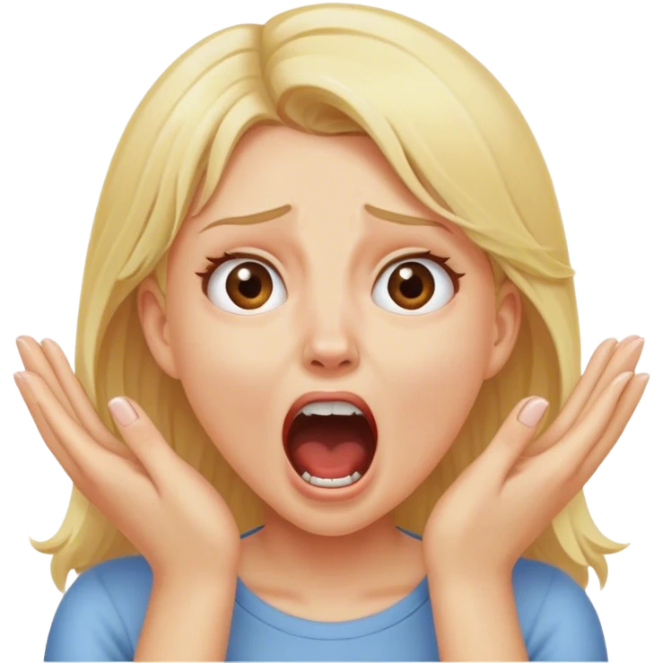 A blonde girl screaming with her hands on her cheeks  emoji