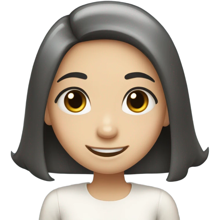 smiling girl with long black hair with heart eyes emoji