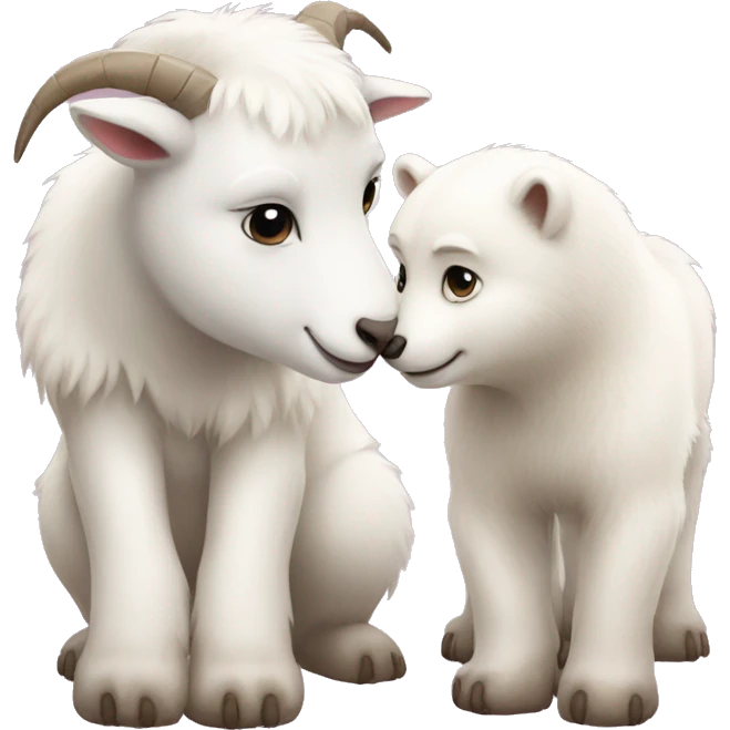 Goat and Polar Bear in love emoji