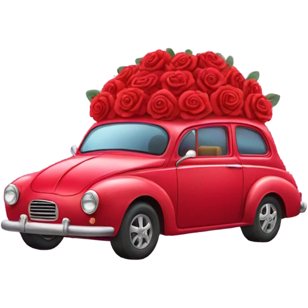 red car in the trunk many roses emoji