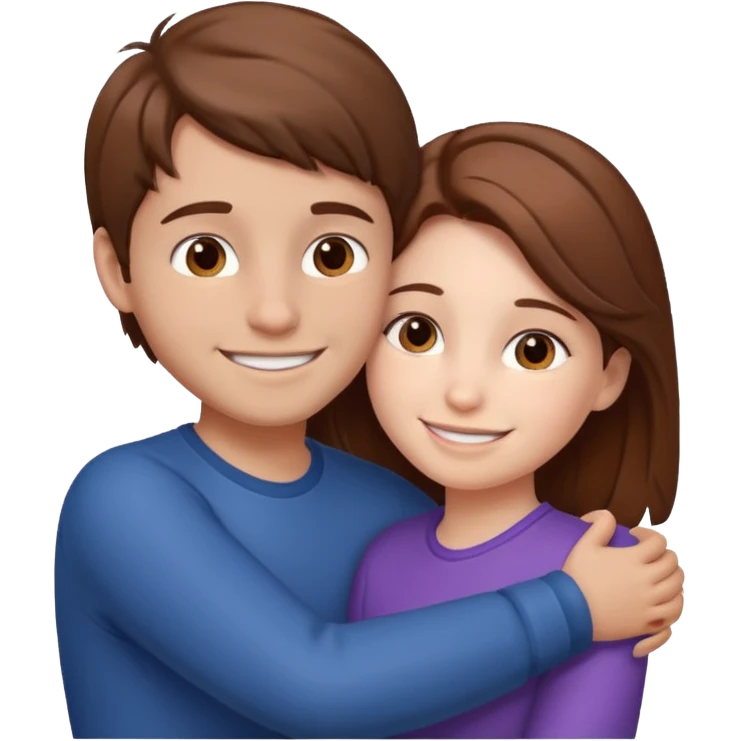 Boy and girl hugging each other in love emoji