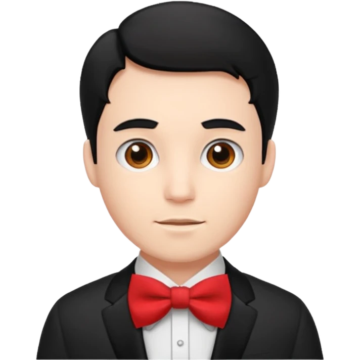 siyah saçlı krımızı papyonlu adam emoji