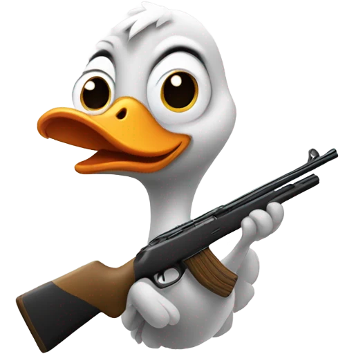 Silly goose with a shotgun emoji