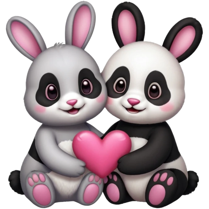 Bunny and panda in love emoji