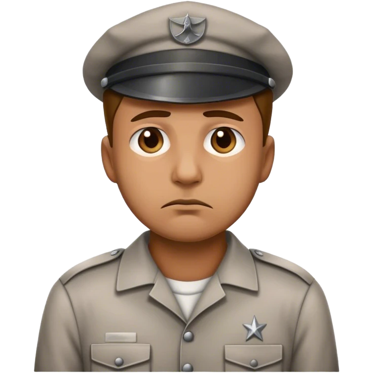 Basic Sad man emoji except he’s wearing a concentration camp inmate unfoorm   emoji