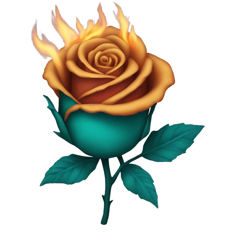 Burning teal rose emoji
