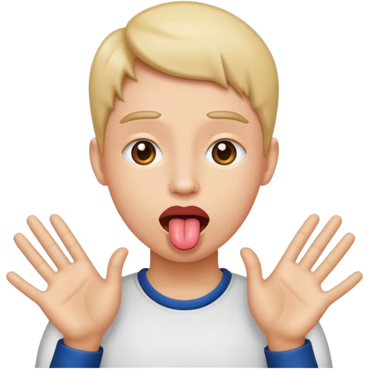 Tongue out with hands on the side  emoji