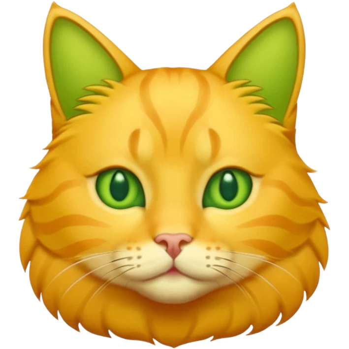 GATO AMARILLO SIN OREJAS VERDES emoji