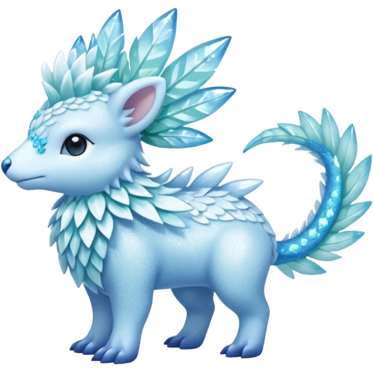 Sparkly Icy Glacial Helioptile-Amaura-Shaymin-Fakémon-hybrid-creature (full body)  emoji