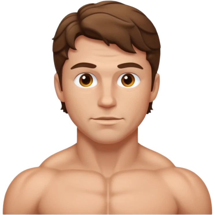 muscular white man with short wavy brown hair emoji