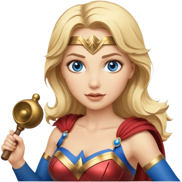 Blonde blue eyes Wonder Woman holding bell and baton  emoji