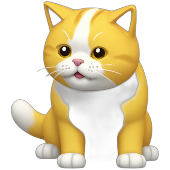 Gato amarillo abrazando a perro blanco peludo en 3d emoji