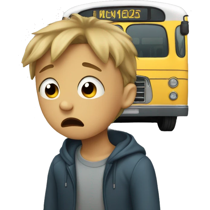 Crying boy on a bus emoji
