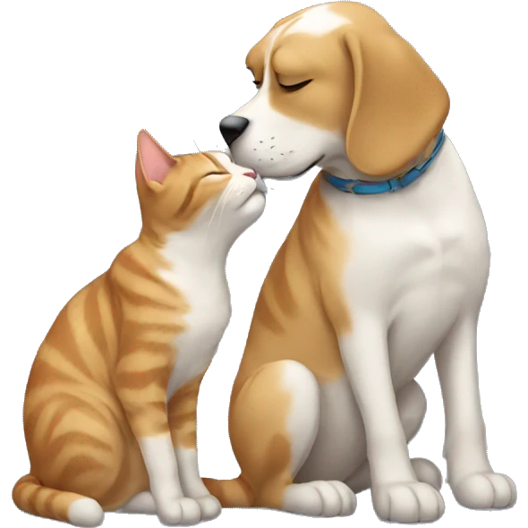 Cat and dog kissing  emoji