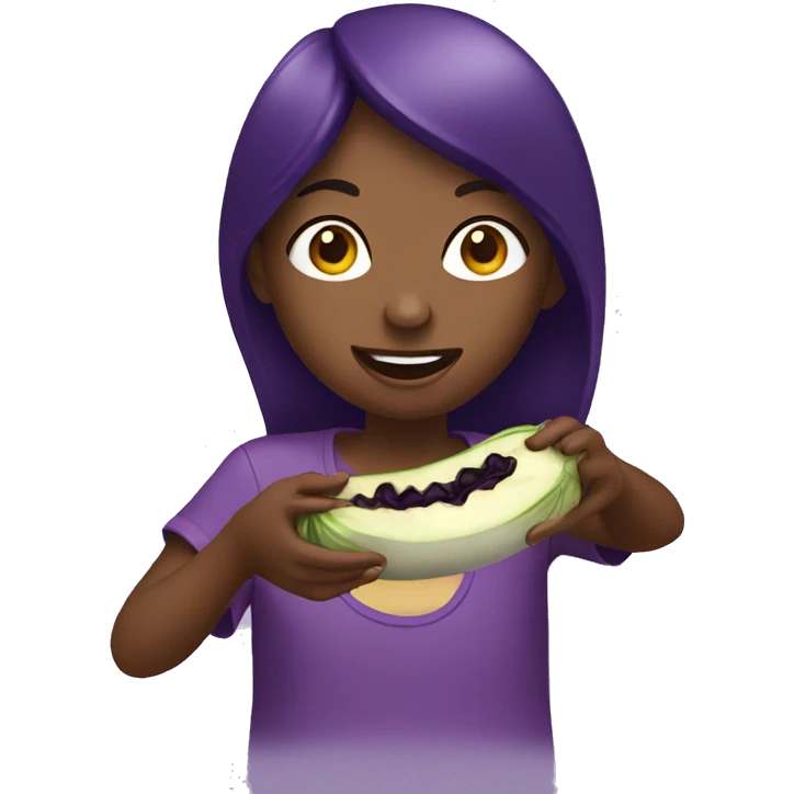 Girl eating eggplant emoji