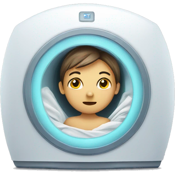 mri scanning with a cute face emoji