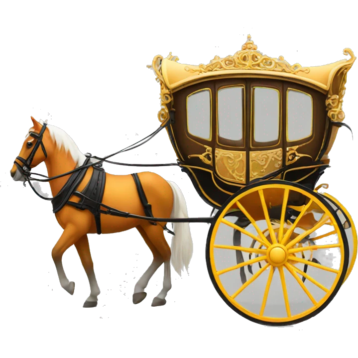 horse carriage in yellow-orange color emoji