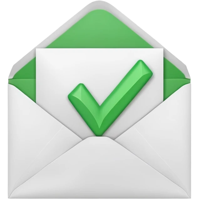 a letter with green checkbox inside the white envelop emoji