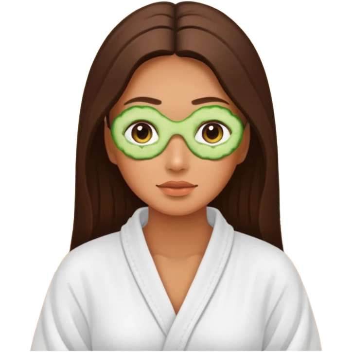 woman at the spa with cucumbers on her eyes and tan skin tone emoji