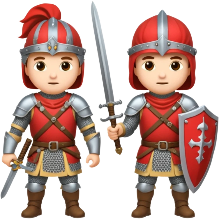 medieval soldiers 2 people with swords prepare for battle emoji