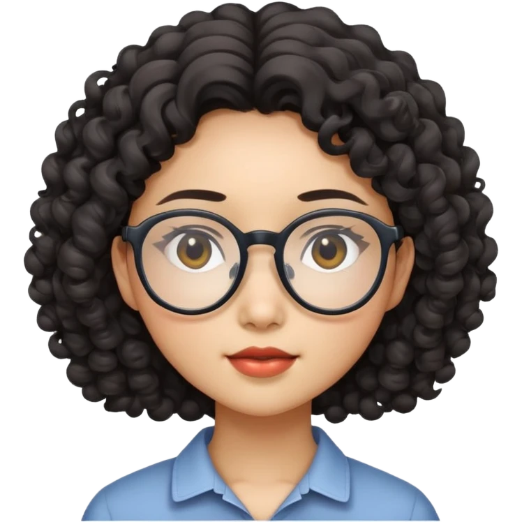 asian girl with curly hair n glasses emoji