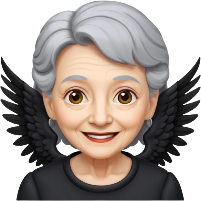 Angel Old Lady with wings black happy emoji