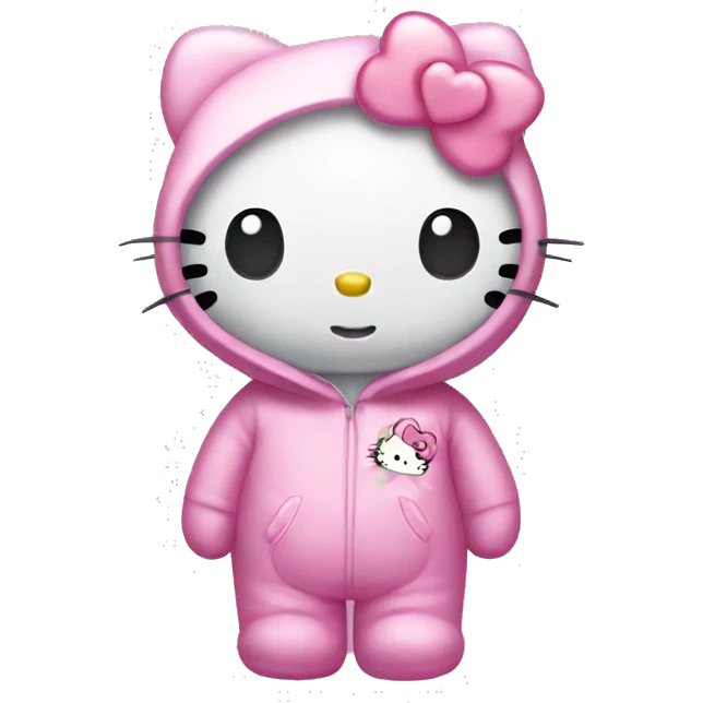 hello kitty wearing a care bear onesie emoji