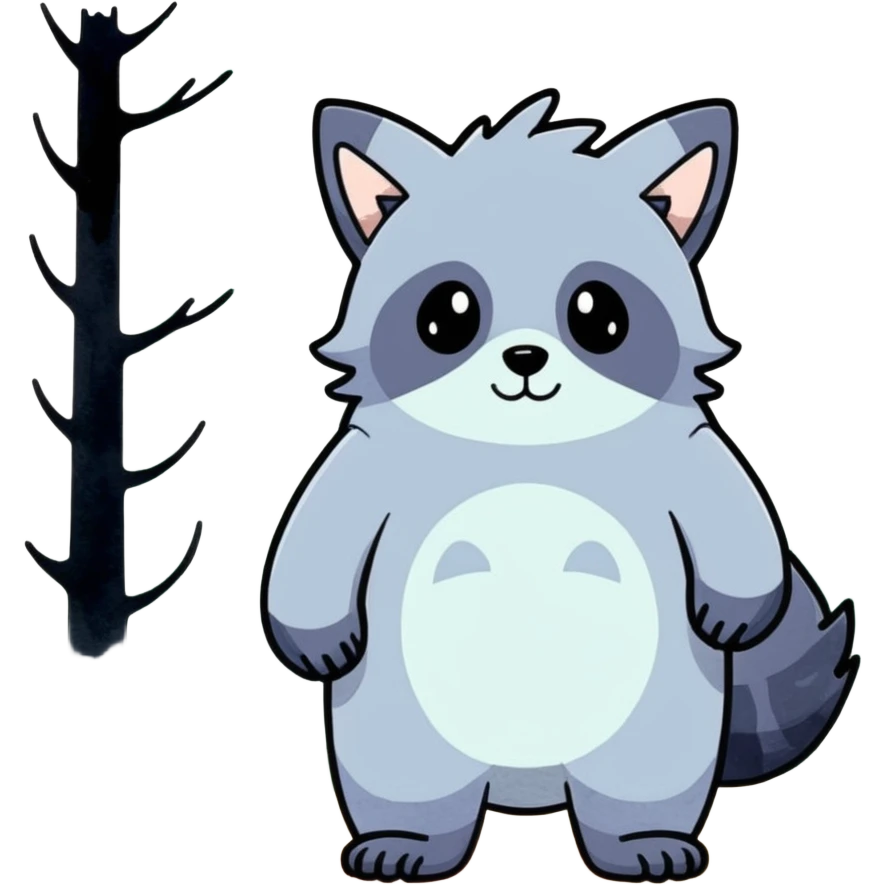 watercolor furry creature in a misty forest emoji
