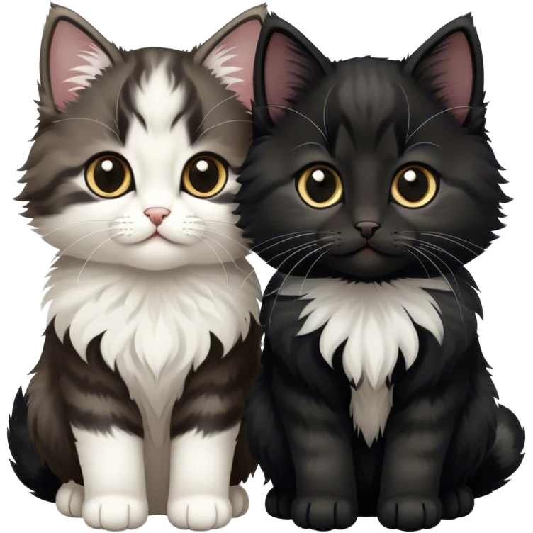 Two cute fluffy black Siberian kittens emoji