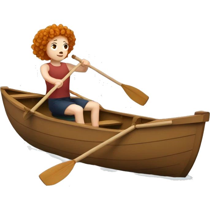 Make a rowboat with a ginger girl with curls in it who is rowing bad like a loser, shes sitting in the boat, add the boat emoji