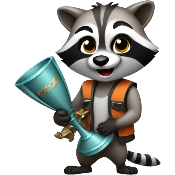 Raccoon with a trophy emoji