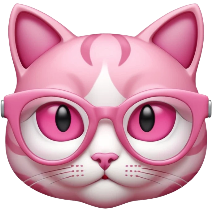A 3D cartoon rose-pink cat-eye spectacle, glossy curved frame, soft reflections, isolated on plain background, Memoji-style. emoji