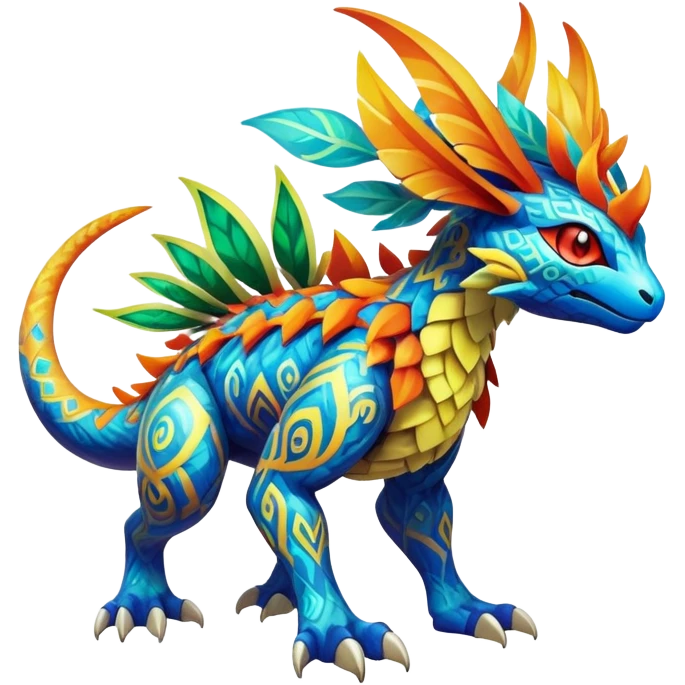 Elemental Exotic Colorful Fantasy Pokémon-Fakémon-hybrid-creature (full body) emoji