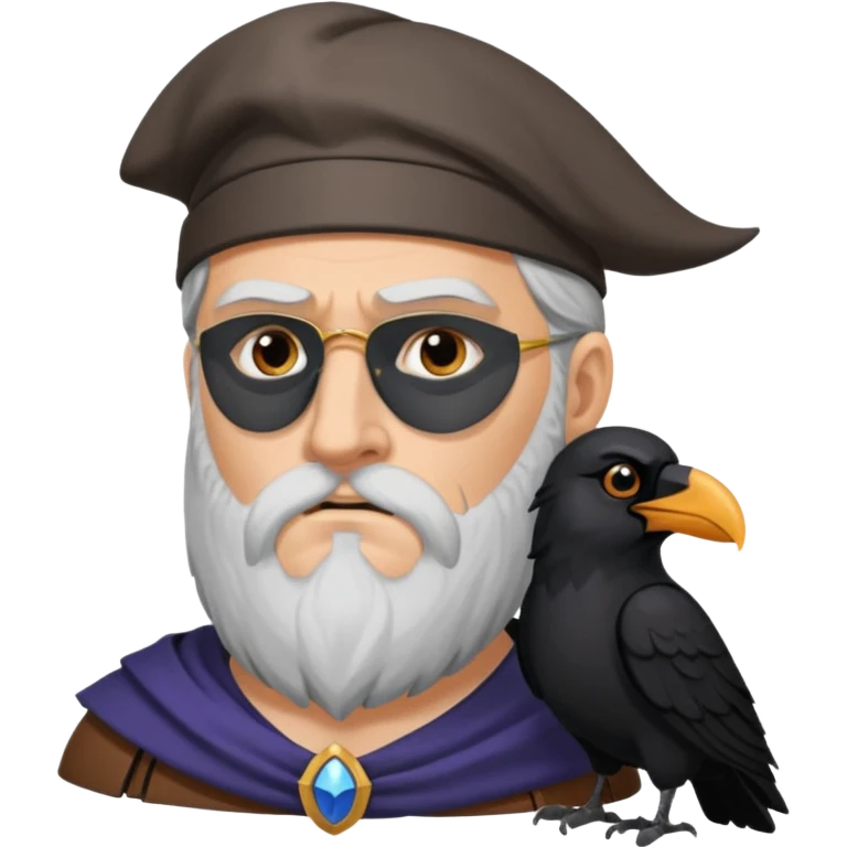 norse god odin with one eyepatch on his left eye and raven on his shoulder emoji