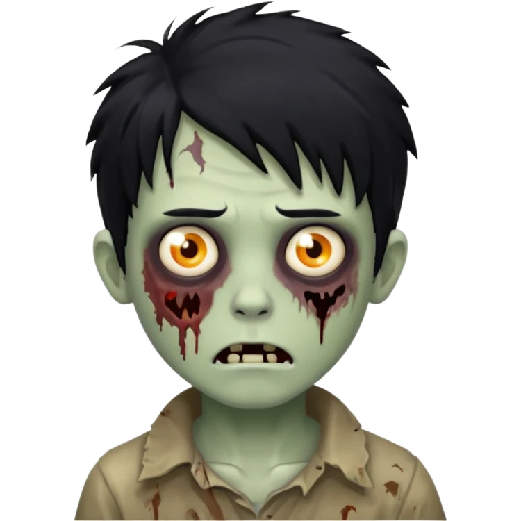 boy zombie with messy black hair emoji